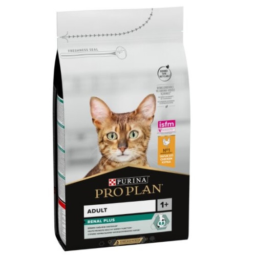 Сухий корм для дорослих кішок Purina Pro Plan Cat Adult Renal Plus Chicken с куркою 1,5 кг