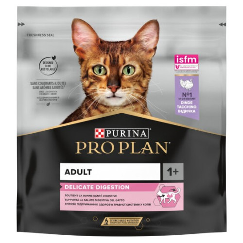 Сухой корм для кошек с чувствительным пищеварением Purina Pro Plan Cat Adult Delicate Digestion Turkey с индейкой  400 (г)