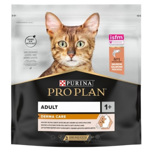 Сухий корм для підтримки здоров'я шкіри та краси вовни у дорослих кішок Purina Pro Plan Cat Adult Derma Care Salmon з лососем  10 (кг)