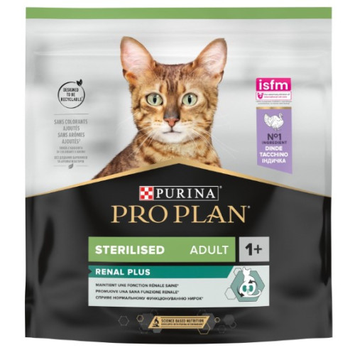Сухой корм для стерилизованных кошек Purina Pro Plan Cat Adult Sterilised Renal Plus Turkey с индейкой  400 (г)