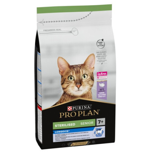 Сухой корм для стерилизованных кошек старше 7 лет Purina Pro Plan Cat Sterilised Senior Longevis Turkey с индейкой  1.5 (кг)