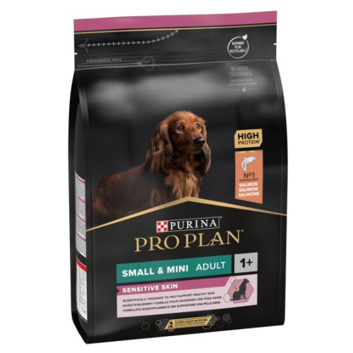 Сухой корм для взрослых собак мелких пород с чувствительной кожей Purina Pro Plan Dog Adult Small & Mini Sensitive Skin с лососем 3 кг