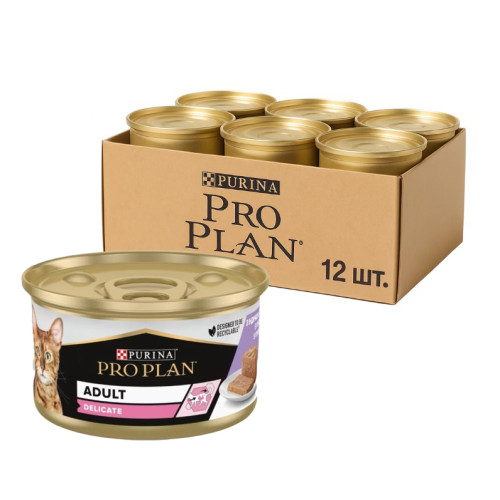Вологий корм для котів Purina Pro Plan Delicate Паштет з індичкою 12х85 г