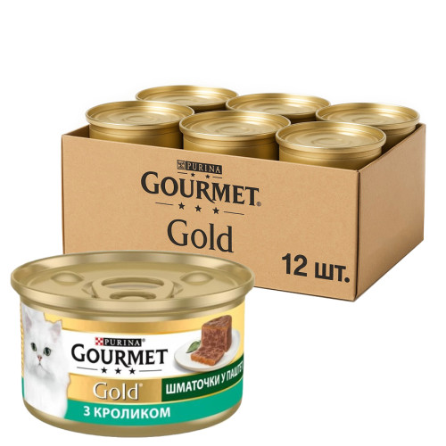 Влажный корм для кошек Purina Gourmet Gold с кроликом, кусочки в паштете (12х85г) Влажный корм для кошек Purina Gourmet Gold с кроликом, кусочки в паштете (12х85г)