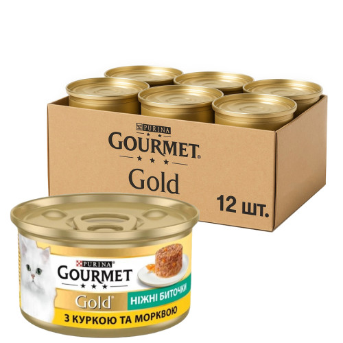 Влажный корм для кошек Purina Gourmet Gold Нежные биточки с курицей и морковью 12х85 г 