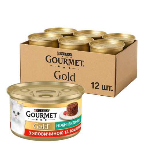 Влажный корм для кошек Purina Gourmet Gold Нежные биточки с говядиной и томатами 12х85 г Влажный корм для кошек Purina Gourmet Gold Нежные биточки с говядиной и томатами 12х85 г