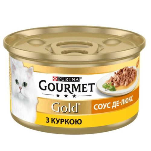 Вологий корм для дорослих кішок Purina Gourmet Gold Соус Де-Люкс з куркою 12 шт по 85 г