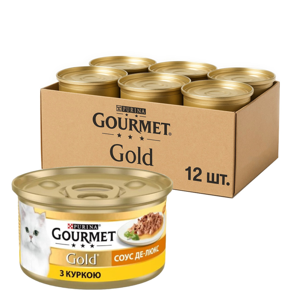 Вологий корм для котів Purina Gourmet Gold Соус Де-Люкс з куркою 12х85 г Вологий корм для котів Purina Gourmet Gold Соус Де-Люкс з куркою 12х85 г