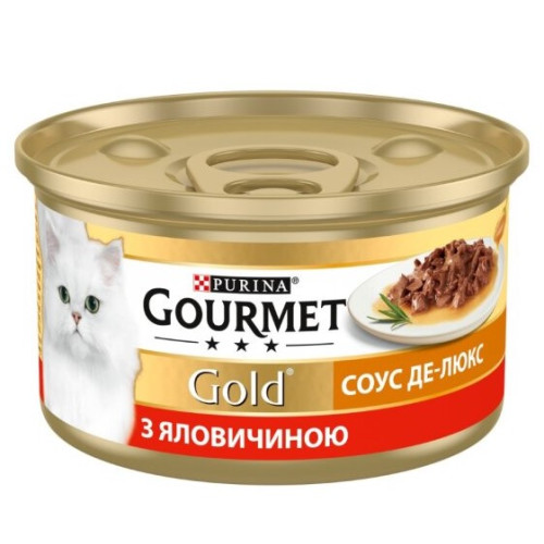 Вологий корм для дорослих кішок Purina Gourmet Gold Соус Де-Люкс з яловичиною 12 шт по 85 г