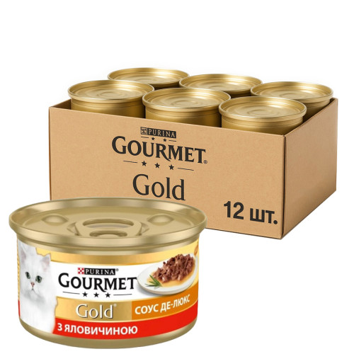 Влажный корм для кошек Purina Gourmet Gold Соус Де-Люкс с говядиной 12х85 г Влажный корм для кошек Purina Gourmet Gold Соус Де-Люкс с говядиной 12х85 г