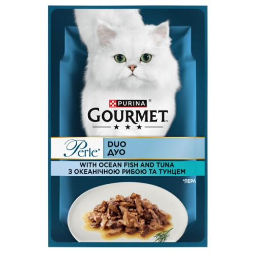 Влажный корм для взрослых кошек Purina Gourmet Perle Duo с океанической рыбой и тунцом 13 шт по 85 г