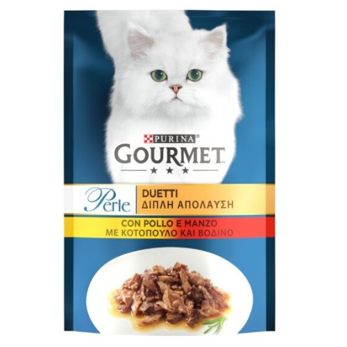 Вологий корм для дорослих кішок Purina Gourmet Perle Duo з куркою та яловичиною 13 шт по 85 г