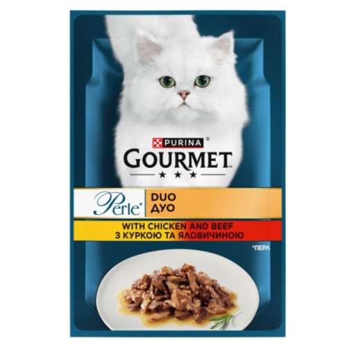 Влажный корм для взрослых кошек Purina Gourmet Perle Duo с курицей и говядиной 13 шт по 85 г