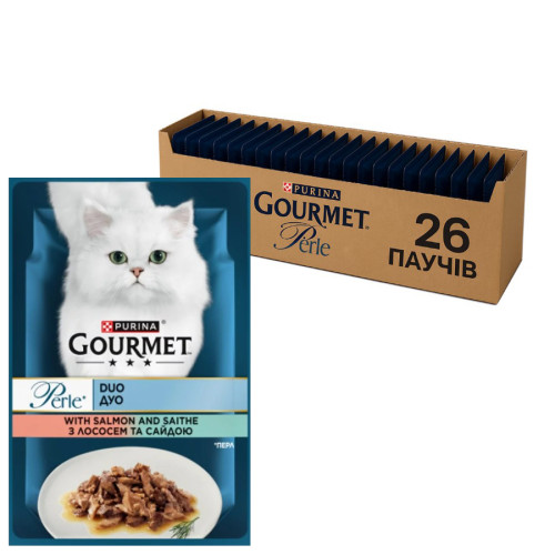 Влажный корм для кошек Purina Gourmet Perle Duo с лососем и сайдой 26х85 г