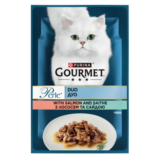 Влажный корм для взрослых кошек Purina Gourmet Perle Duo с лососем и сайдой 13 шт по 85 г