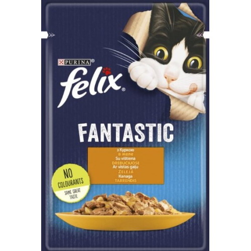 Влажный корм для взрослых кошек Purina Felix Fantastic с курицей в желе 13 шт по 85 г