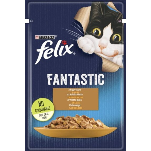 Вологий корм для дорослих кішок Purina Felix Fantastic з індичкою в желе 13 шт по 85 г