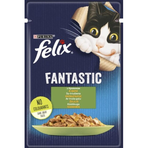 Влажный корм для взрослых кошек Purina Felix Fantastic с кроликом в желе 13 шт по 85 г