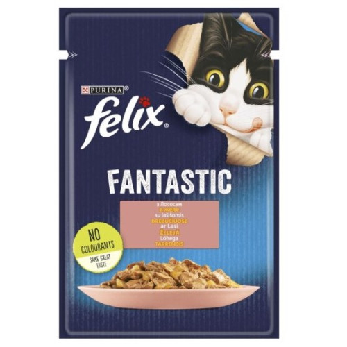 Влажный корм для взрослых кошек Purina Felix Fantastic с лососем в желе 13 шт по 85 г