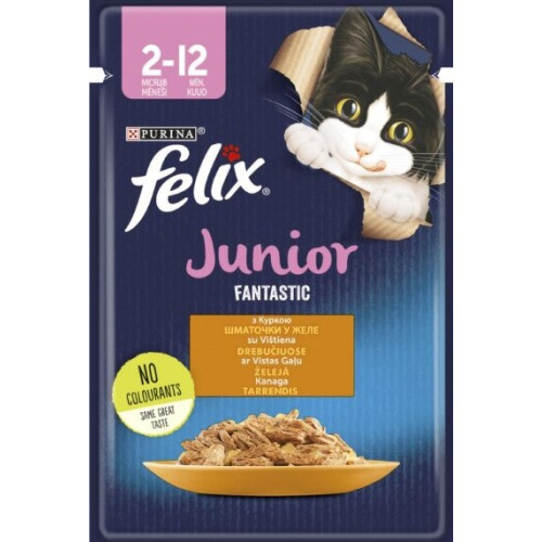 Влажный корм для котят Purina Felix Junior Fantastic с курицей в желе 13 шт по 85 г
