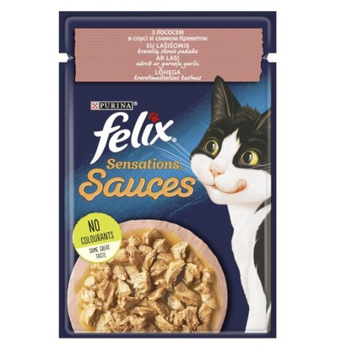 Влажный корм для взрослых кошек Purina Felix Sensations Sauces с лососем и креветками в соусе 13 шт по 85 г