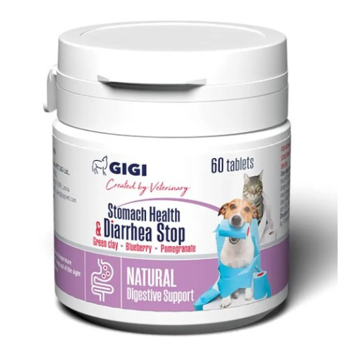 GIGI Stomach Health & Diarrhea Stop N60 (tab) для нормализации работы кишечника, адсорбент с противодиарейным свойством (1таб/2кг)