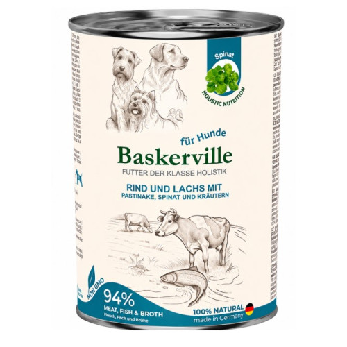 Консерва для собак Baskerville (Баскервиль) Holistic, лосось и говядина с пастернаком 800 г. 