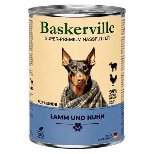 Консерва для собак Baskerville (Баскервиль) ягненок, петух 800 г.
