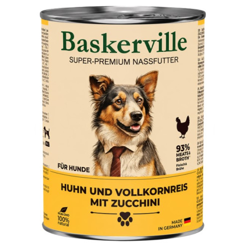 Консерва для собак Baskerville (Баскервіль) півень, рис, цукіні 400 г.