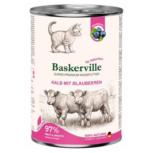 Консерва для котят Baskerville (Баскервиль) Holistic телятина с черникой 400 г.
