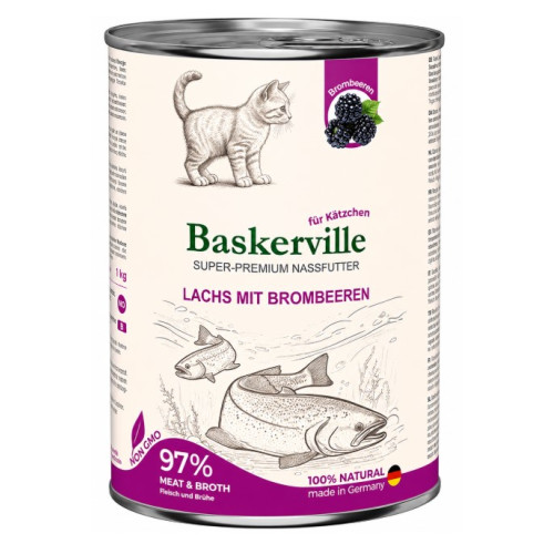 Консерва для котят Baskerville (Баскервиль) Holistic лосось с ежевикой 400 г.