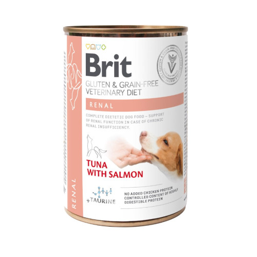 Влажный корм Brit VetDiets Renal для собак с хронической почечной недостаточностью, 400 г (тунец и лосось)