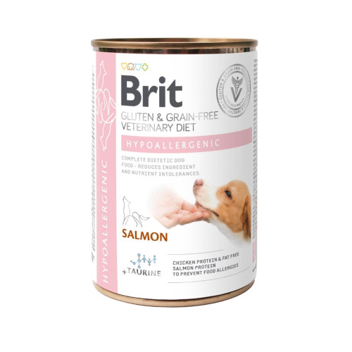 Влажный корм для собак Brit VetDiets Hypoallergenic с пищевой аллергией или непереносимостью, 400 г (лосось и горошек)