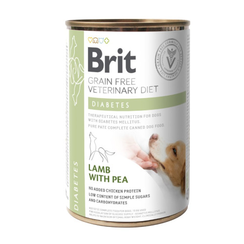 Влажный корм для собак Brit VetDiets Diabetes с заболеванием сахарным диабетом, 400 г (ягненок и горошек)