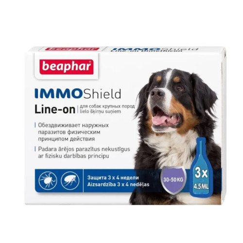 Капли от блох и клещей Beaphar IMMO Shield для собак от 30 кг 3 пипетки