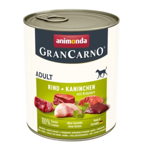 Консерва Animonda GranCarno  Adult Beef + Rabbit with Herbs для собак, с говядиной, кроликом и травой, 800 г