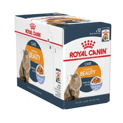 Вологий корм для кішок Royal Canin Intense Beauty в желе 12 шт х 85 г (для шкіри та вовни)