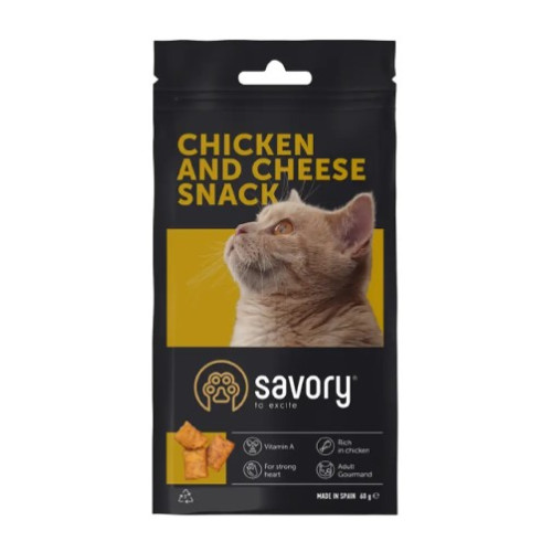Лакомство для кошек Savory Snack Chicken and Cheese 60 г (подушечки с курицей и сыром)