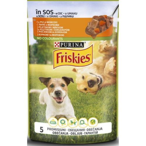 Вологий корм Friskies для собак з куркою та морквою у підливі 10 шт по 100 г