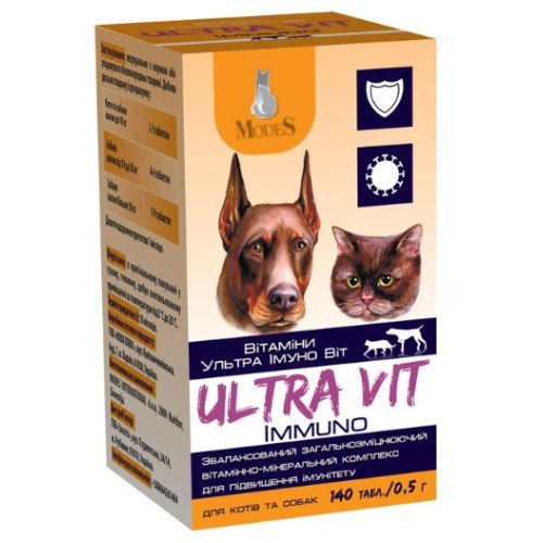 Вітамінно-мінеральний комплекс ModeS Ultra Immuno Vit для котів та собак 140 таблеток по 0.5 г