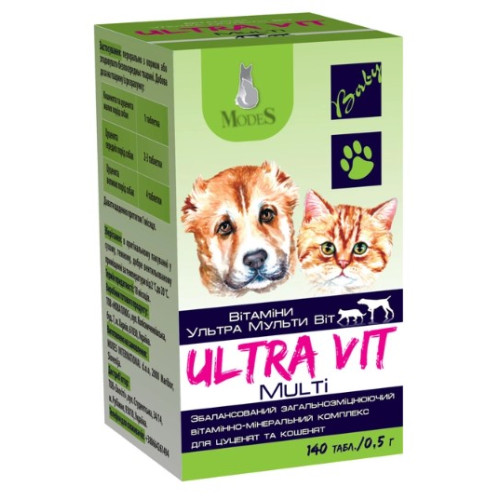 Витаминно-минеральный комплекс ModeS Ultra Multi Vit для щенков и котят 140 таблеток по 0.5 г