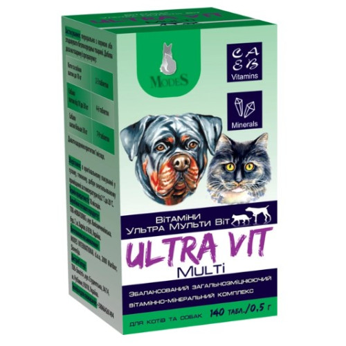 Витаминно-минеральный комплекс ModeS Ultra Multi Vit для кошек и собак 140 таблеток по 0.5 г