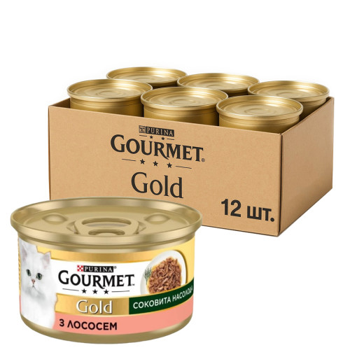 Вологий корм для котів Purina Gourmet Gold Соковита насолода з лососем 12х85 г