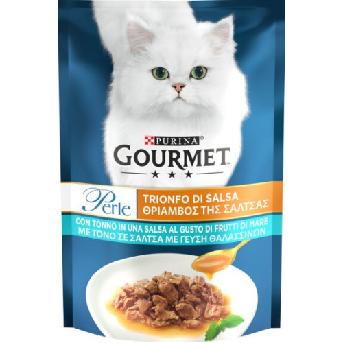 Вологий корм для дорослих кішок Purina Gourmet Perle міні-філе з тунцем у соусі 13 шт по 85 г