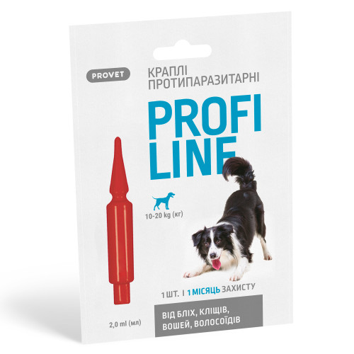 Краплі PROVET PROFILINE для собак 10-20 кг, 1 піпетка 2,0 мл (інсектоакарицид)