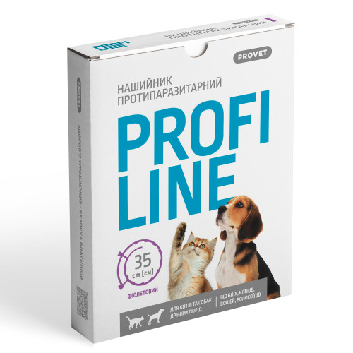 Нашийник PROVET PROFILINE для котів та собак 35 см, фіолетовий (інсектоакарицид)