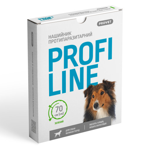 Нашийник PROVET PROFILINE для великих порід собак 70 см, зелений (інсектоакарицид)