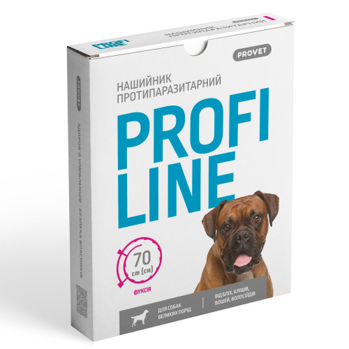Нашийник PROVET PROFILINE для великих порід собак 70 см, фуксія (інсектоакарицид)