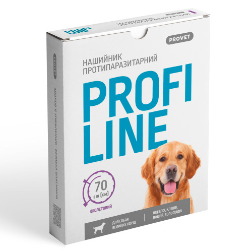 Ошейник PROVET PROFILINE для больших пород собак 70 см, фиолетовый (инсектоакарицид)