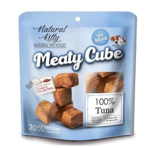Ласощі Natural Kitty MEATY CUBE для котів та собак, кубики тунця, 60 г